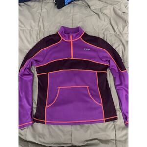 FILA SPORT Woman's 1/4 Zip Running XL Mock Neck Long Sleeve Purple Shirt